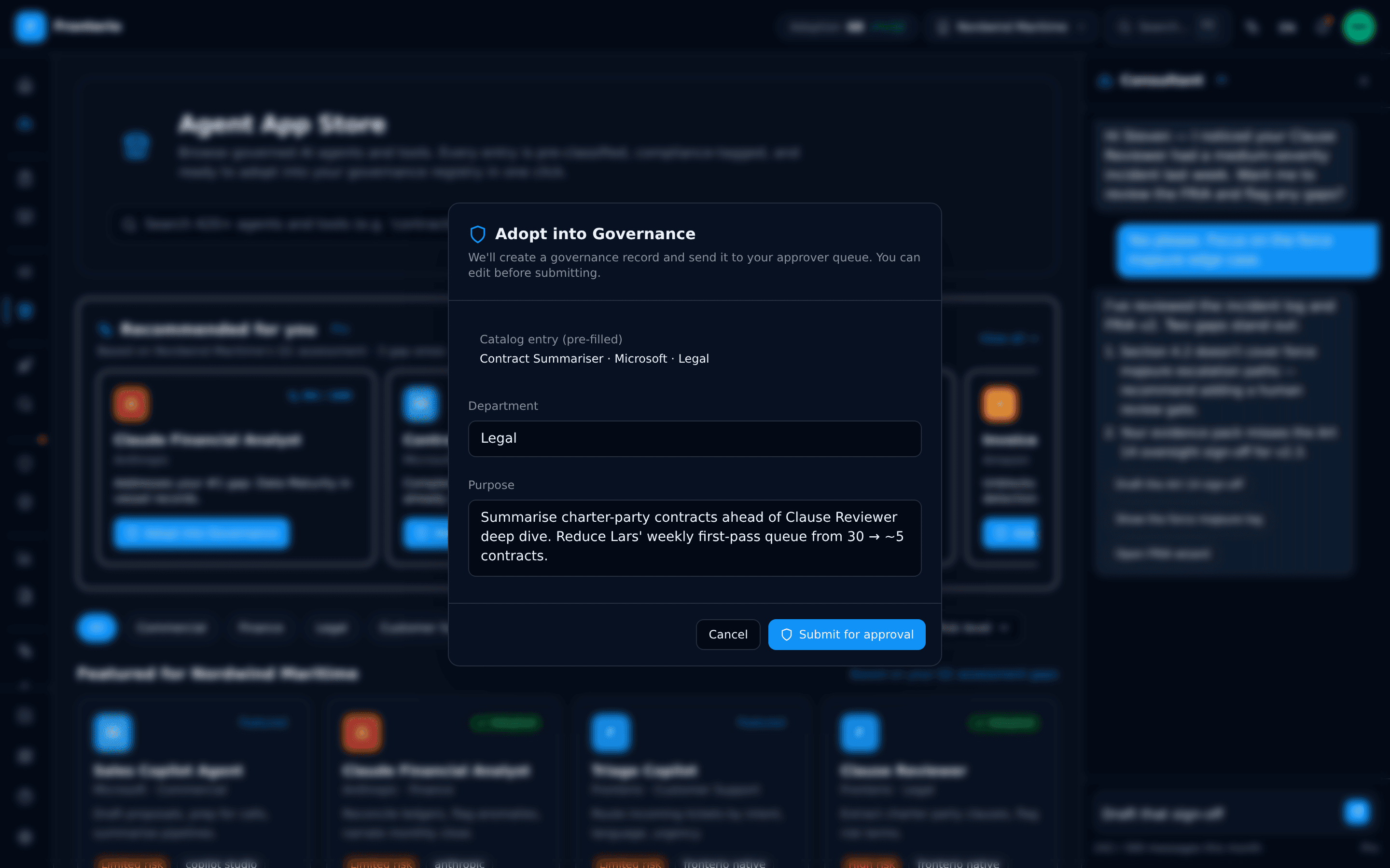 Agent Store catalog with risk-classified AI tools