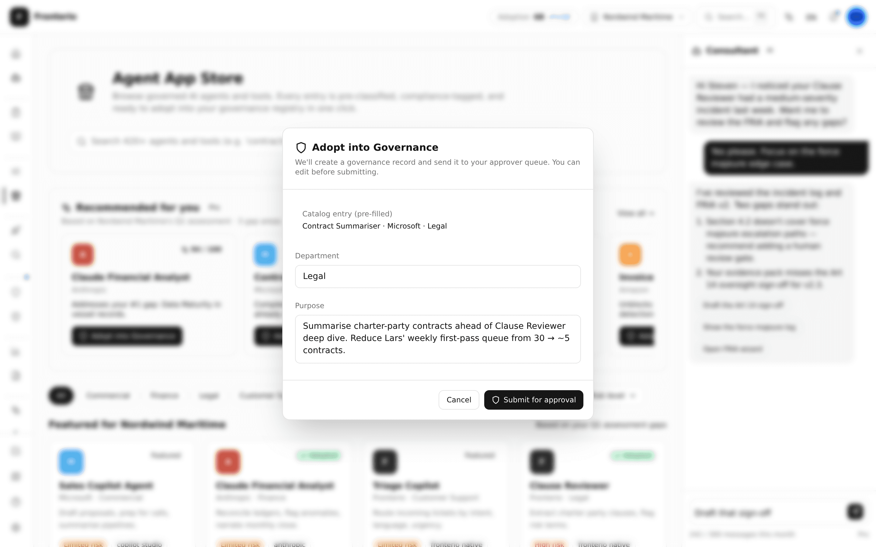 Agent Store catalog with risk-classified AI tools