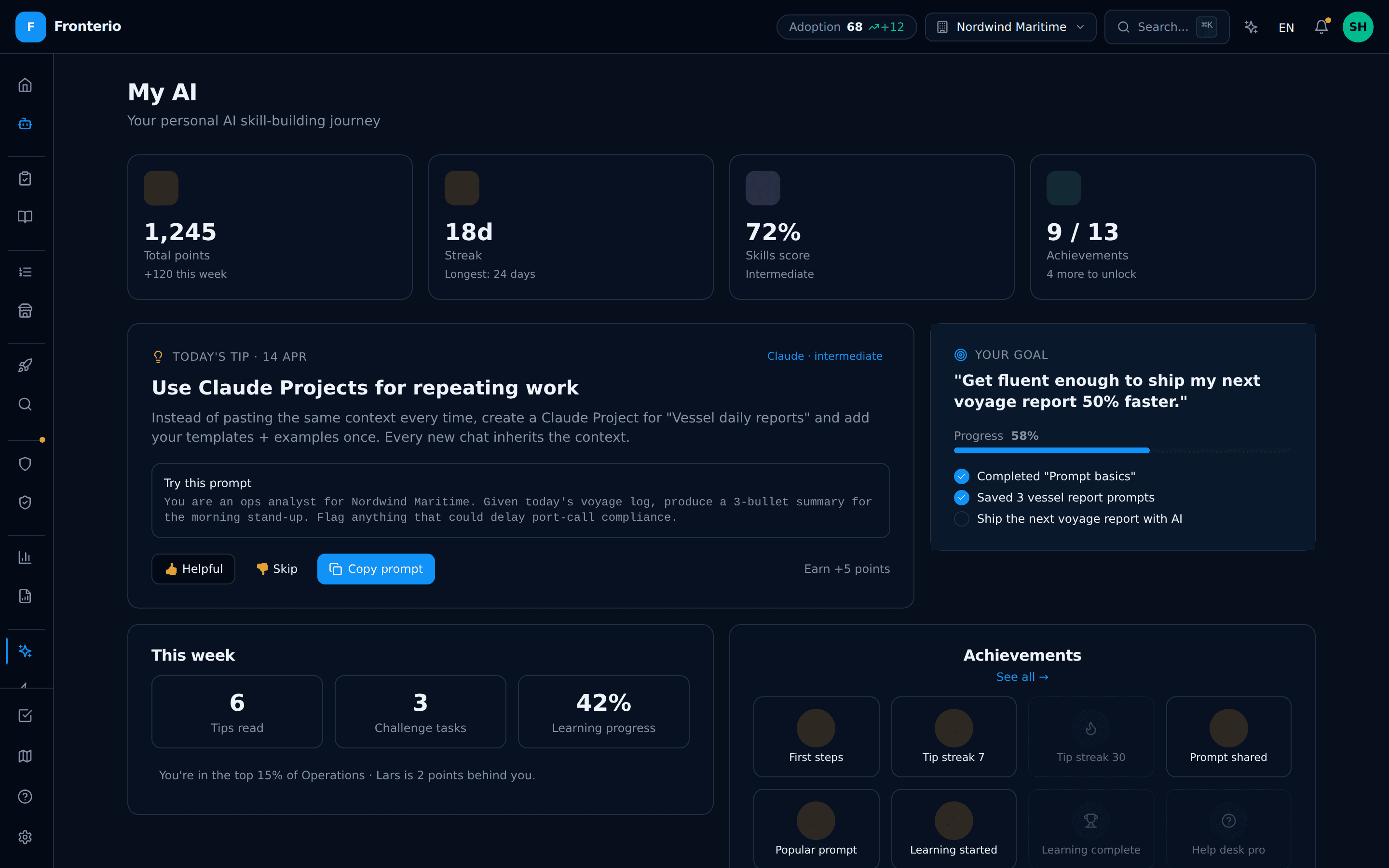 Personal AI dashboard with memory-driven recommendations
