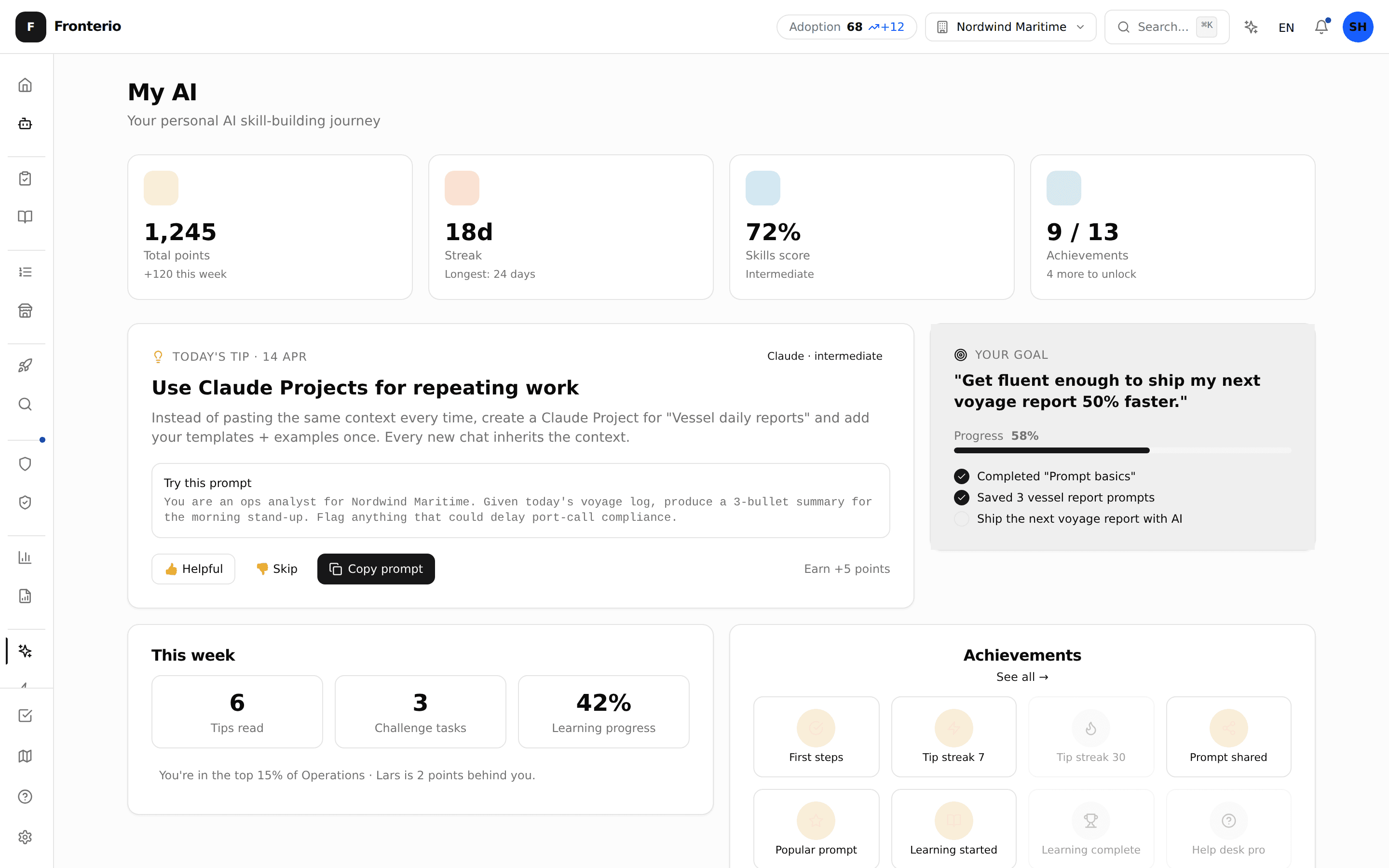 Personal AI dashboard with memory-driven recommendations