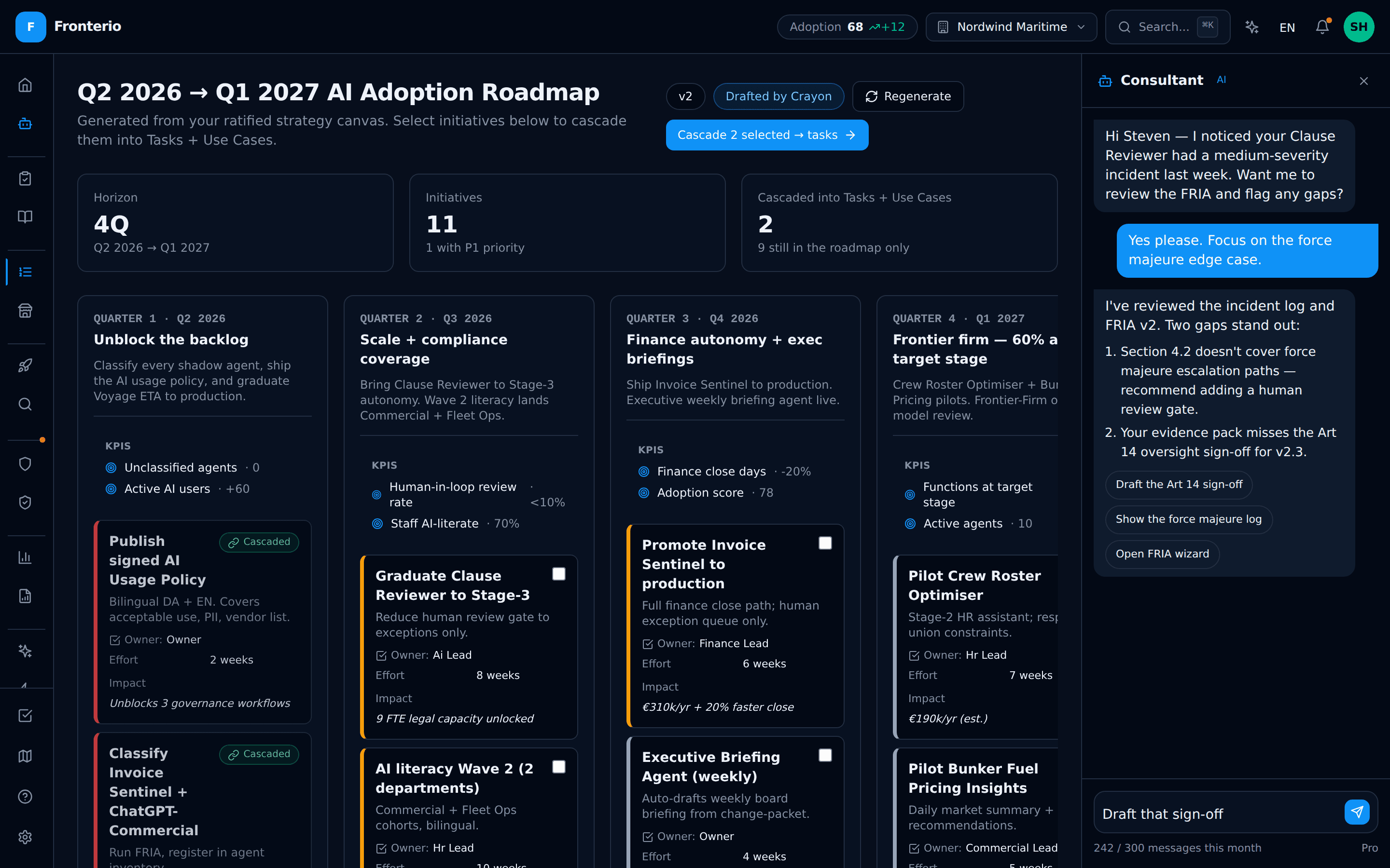 Strategic Roadmap erstatter DIY AI-adoptionsplaner med en faseinddelt, guidet, kaskaderet plan