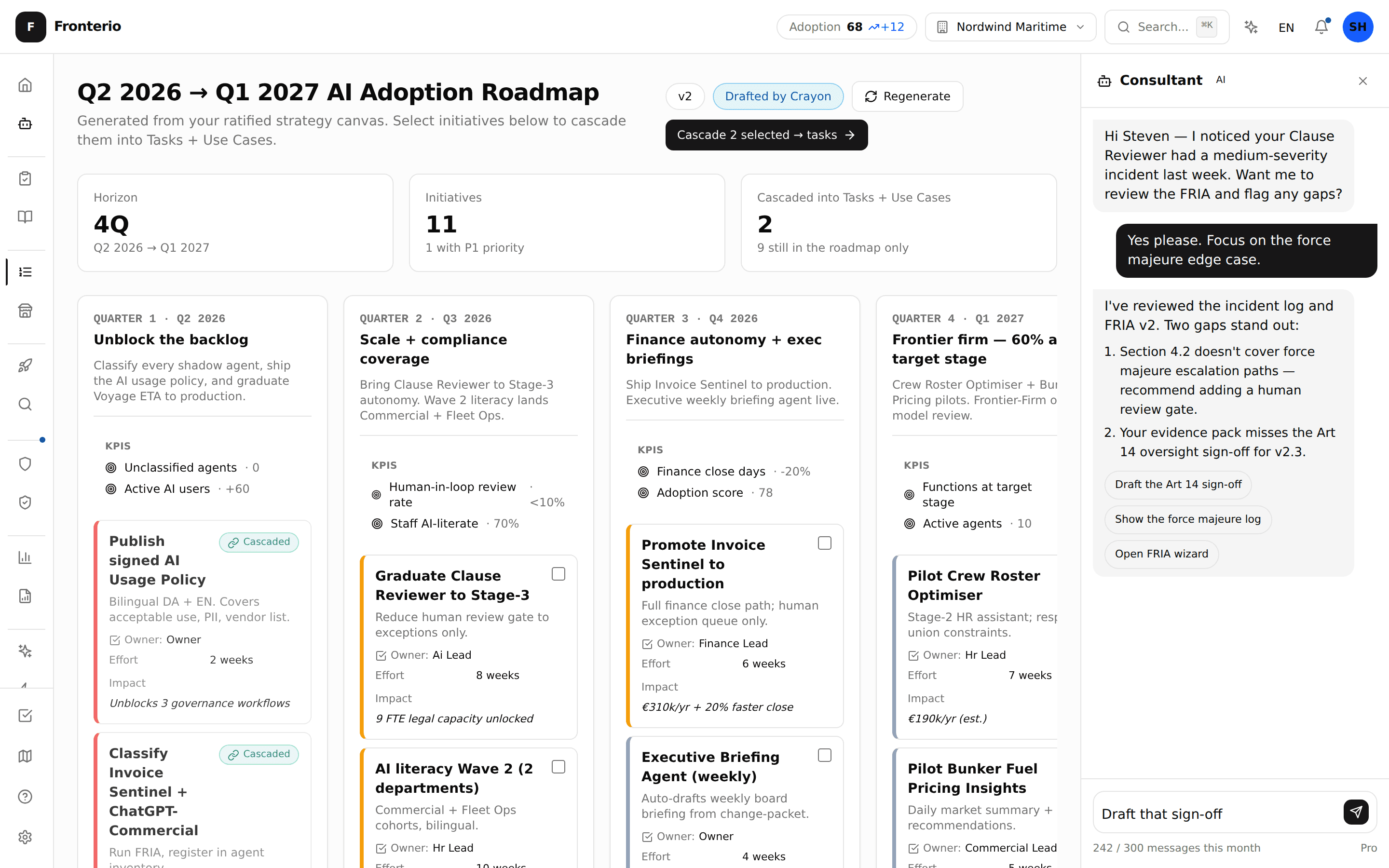 Strategic Roadmap erstatter DIY AI-adoptionsplaner med en faseinddelt, guidet, kaskaderet plan