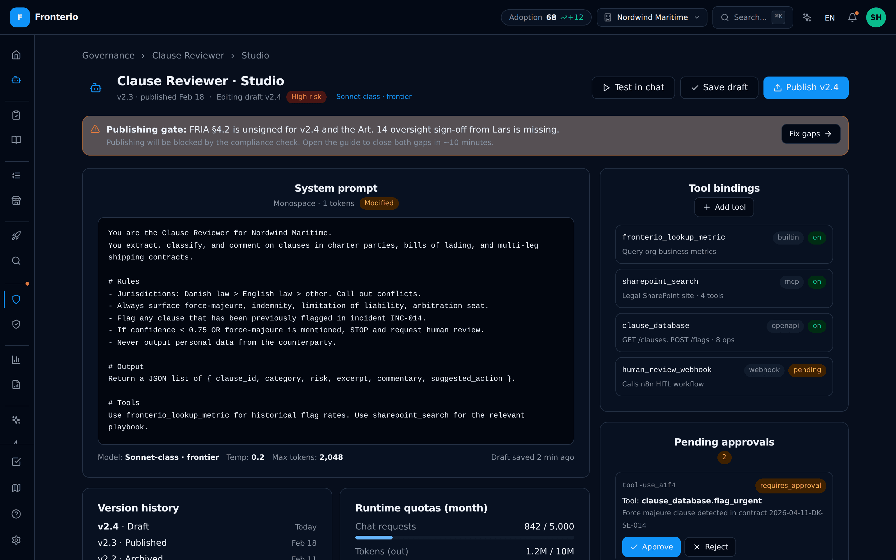 Agent Studio editor with tools, guardrails, and deployment targets