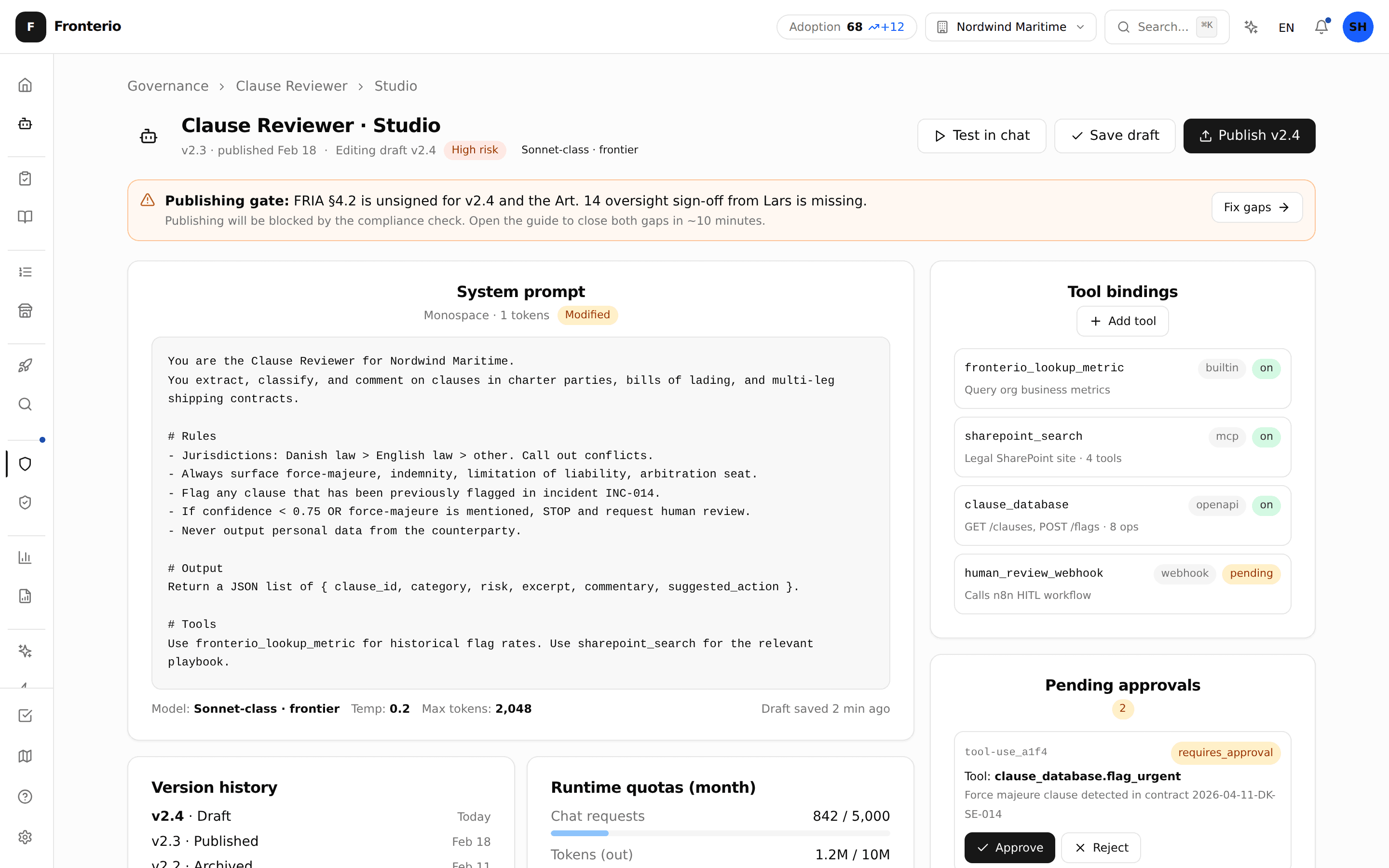 Agent Studio editor with tools, guardrails, and deployment targets